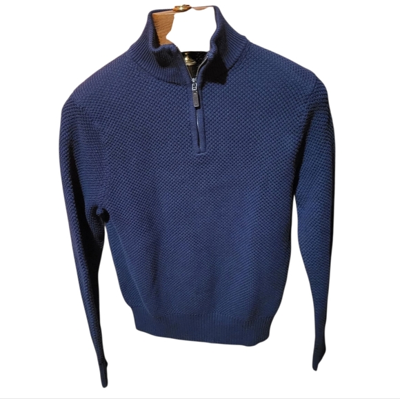 J. Crew Other - J.Crew Mens Navy Blue Cotton Half-Zip Sweater Rustic Moss Sz Med Runs small!